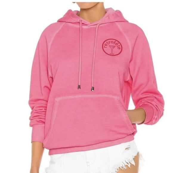 Retrofete Vanessa Hoodie Size Small Hot Pink Logo NWT Oversized Fit Pocket - Picture 1 of 11